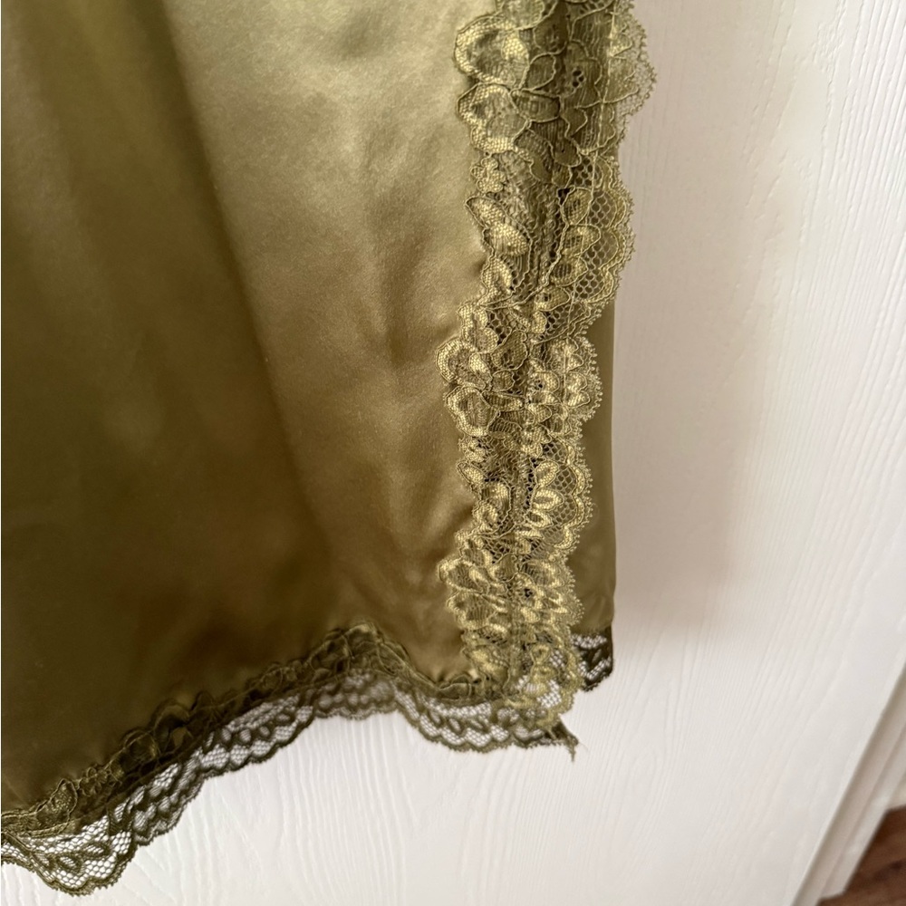 Reformation Karissa 100% Silk Midi Dress Olive Oil Green size 6 - Picture 8 of 16